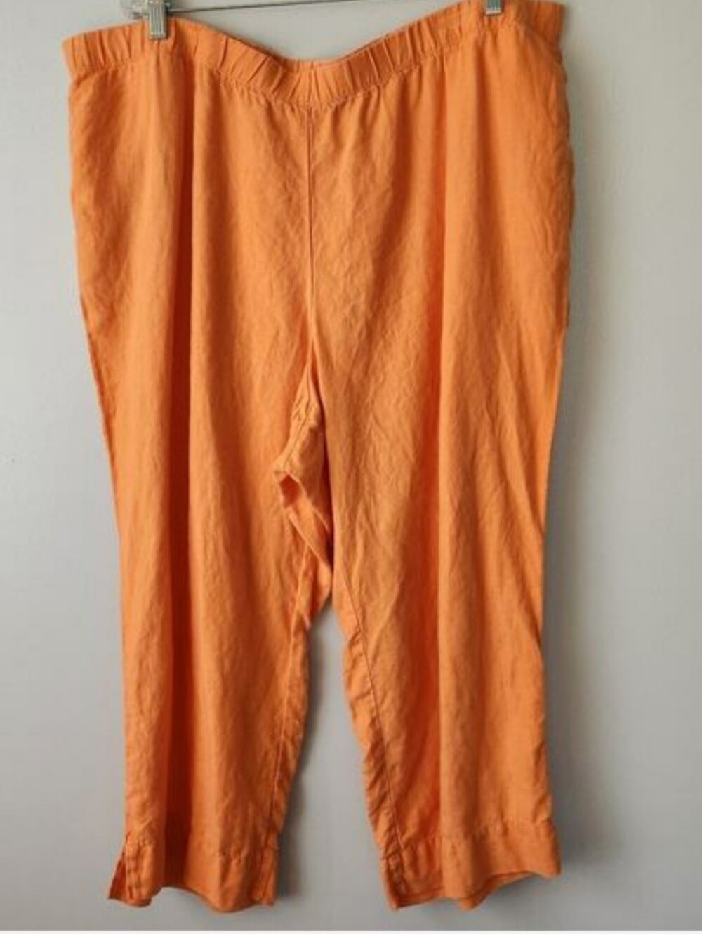 J Jill Pants Womens 2X Orange Linen Wide Leg Crop Beach Boho Chic Cool Cruise